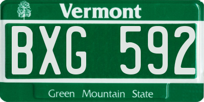 VT license plate BXG592