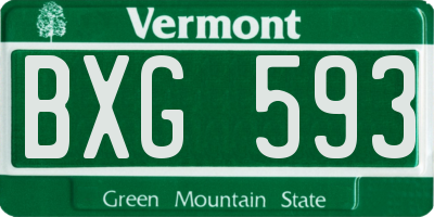 VT license plate BXG593