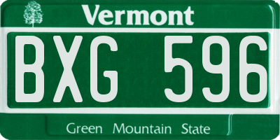 VT license plate BXG596