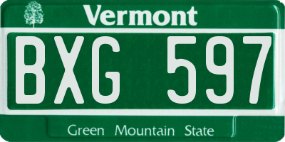 VT license plate BXG597