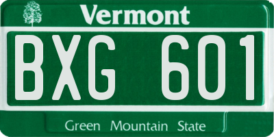 VT license plate BXG601