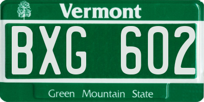 VT license plate BXG602