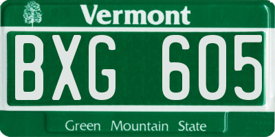 VT license plate BXG605