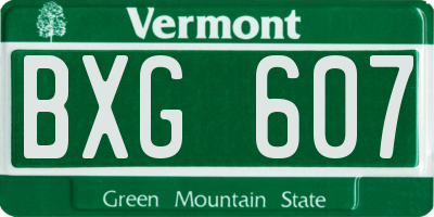 VT license plate BXG607