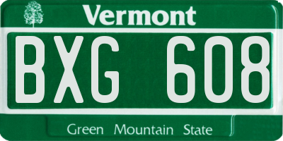 VT license plate BXG608