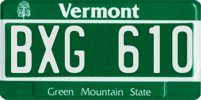 VT license plate BXG610