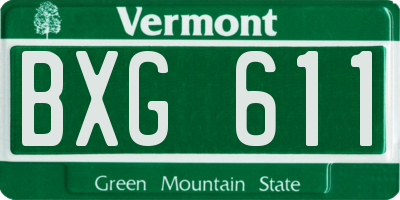 VT license plate BXG611