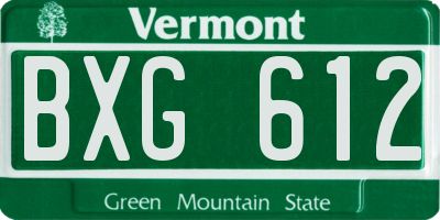 VT license plate BXG612