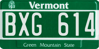 VT license plate BXG614