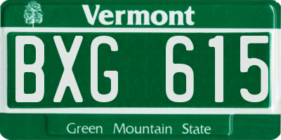 VT license plate BXG615