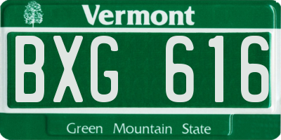 VT license plate BXG616