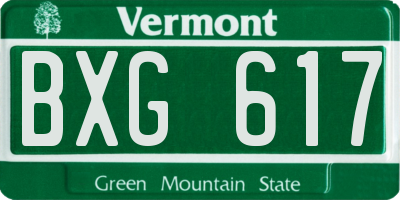VT license plate BXG617