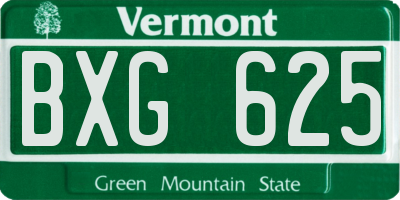 VT license plate BXG625