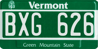 VT license plate BXG626