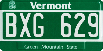 VT license plate BXG629
