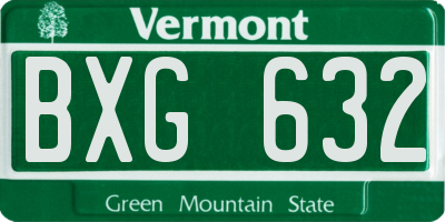 VT license plate BXG632
