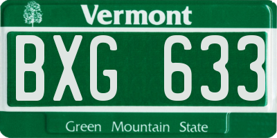 VT license plate BXG633