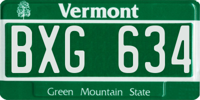 VT license plate BXG634