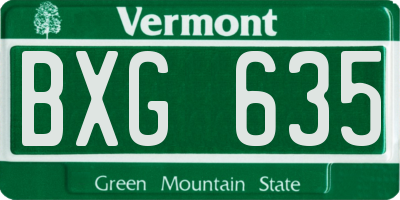 VT license plate BXG635