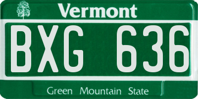 VT license plate BXG636