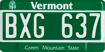 VT license plate BXG637
