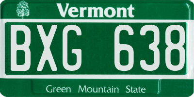 VT license plate BXG638