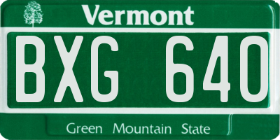 VT license plate BXG640