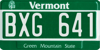 VT license plate BXG641