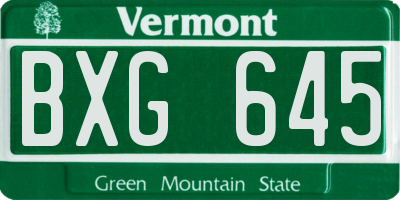 VT license plate BXG645