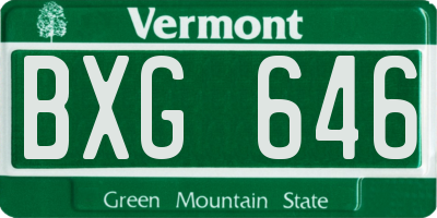 VT license plate BXG646