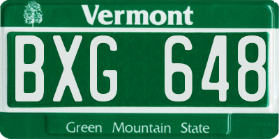 VT license plate BXG648