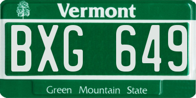 VT license plate BXG649