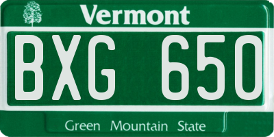 VT license plate BXG650