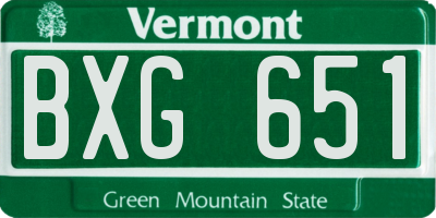 VT license plate BXG651