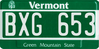 VT license plate BXG653
