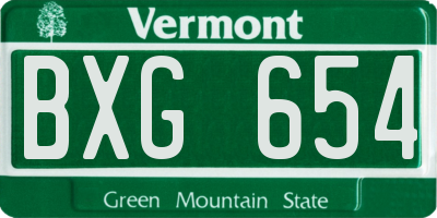 VT license plate BXG654