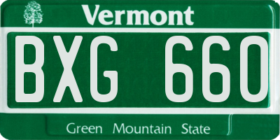 VT license plate BXG660
