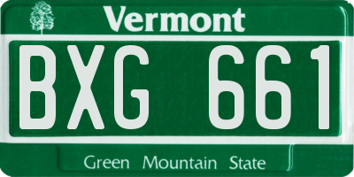 VT license plate BXG661