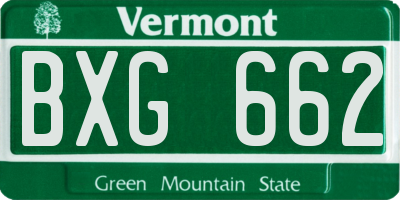 VT license plate BXG662