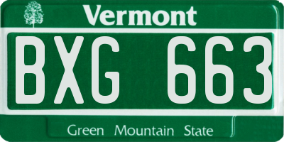 VT license plate BXG663