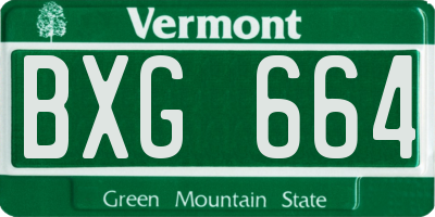 VT license plate BXG664