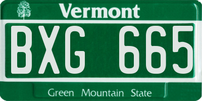 VT license plate BXG665