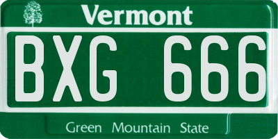 VT license plate BXG666