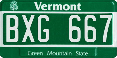 VT license plate BXG667