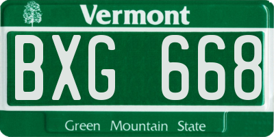 VT license plate BXG668