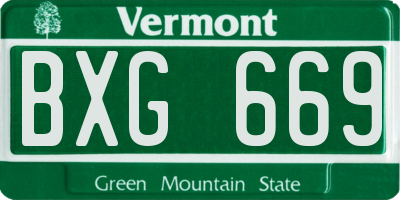 VT license plate BXG669