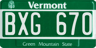 VT license plate BXG670