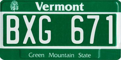 VT license plate BXG671