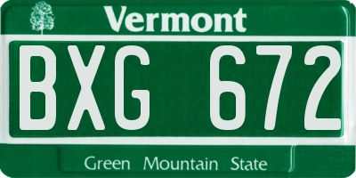 VT license plate BXG672