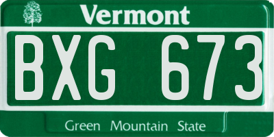 VT license plate BXG673